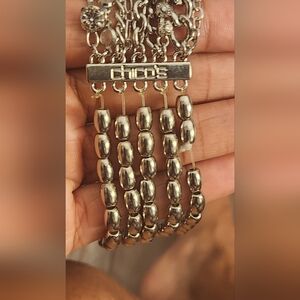 Chico’s Multi-Strand Silver Tone Stretch Chain Bracelet